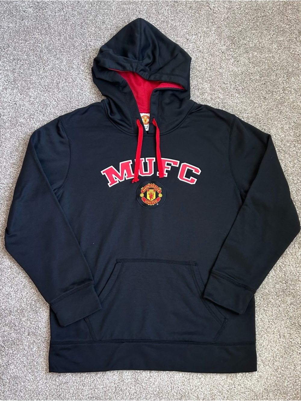 Manchester United MUFC Hoodie Men's Medium Black Red Soccer Official Merchandise